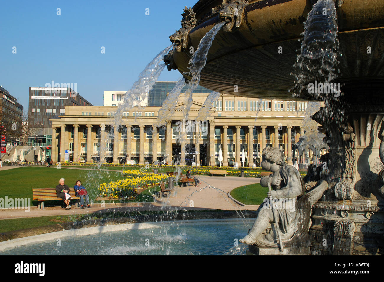 Four river fountain Schlossplatz Stuttgart Baden Wuerttemberg Germany ...
