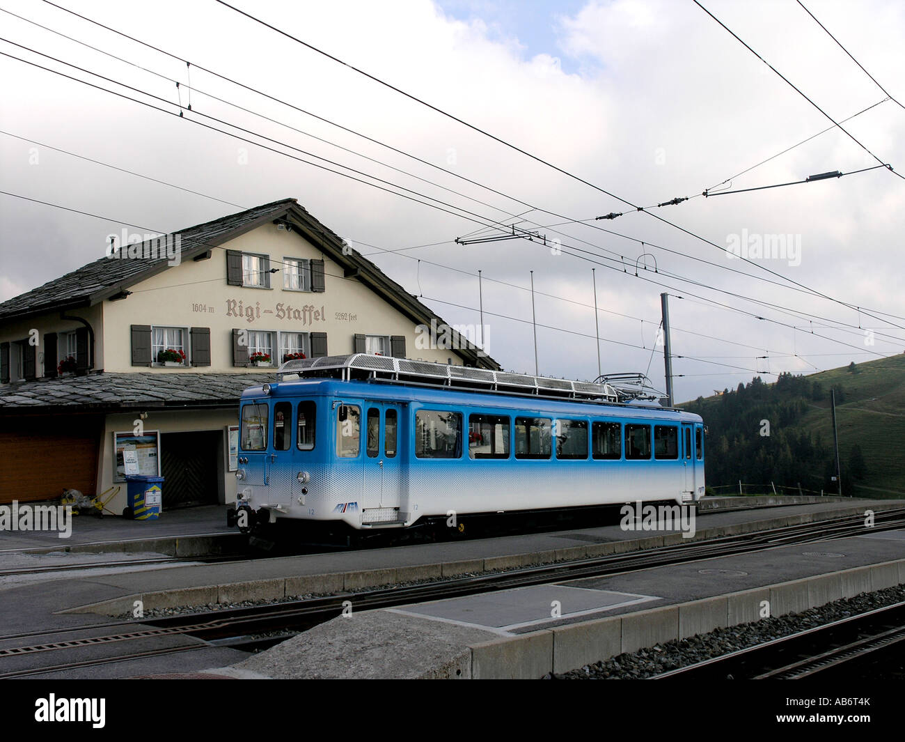 Train on mount Rigi Switzerland CH Schweiz Stock Photo - Alamy