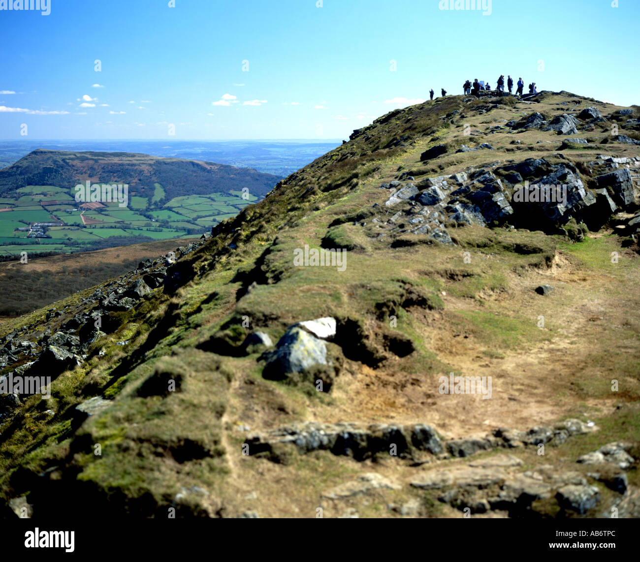 view of the summit of sugarloaf mountain abergavenny south wales Stock