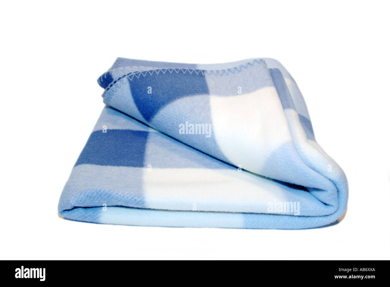 A Soft blue check patterned Blanket. Stock Photo