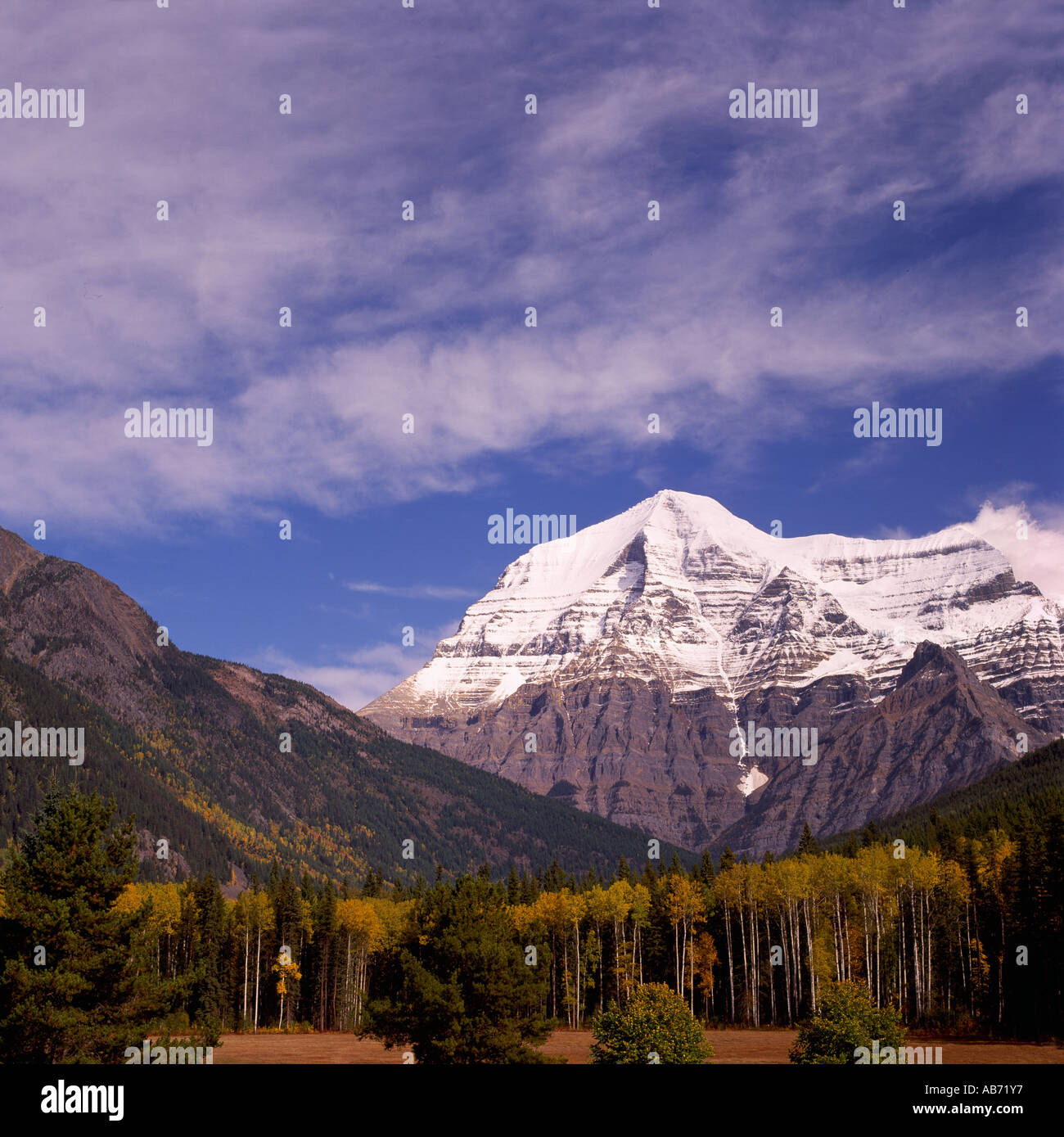 Mount Robson in Mount Robson Provincial Park in Canadian Rockies along