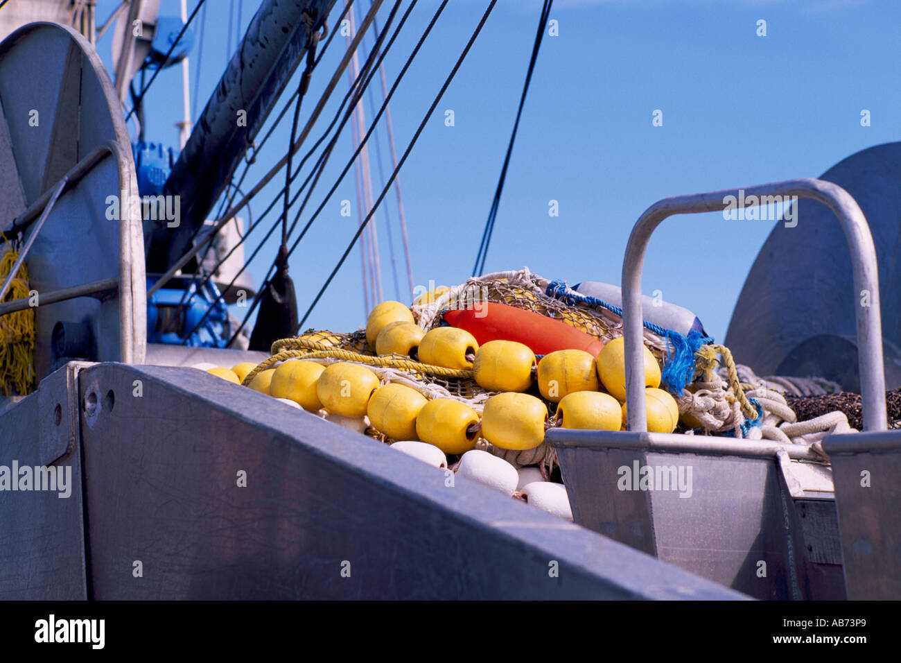 Fishing Nets and Floats on Commercial Fish Boat, Steveston, BC, British