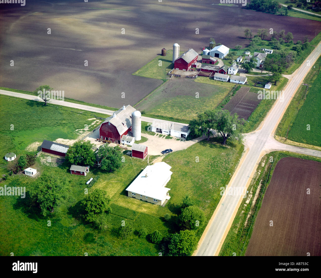aerial view of farms and barns in Illinois USA Stock Photo Alamy