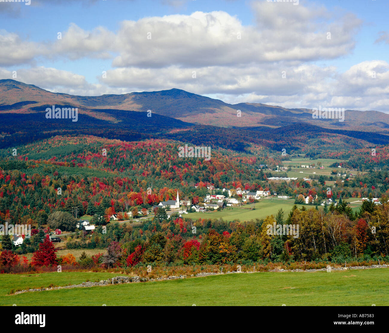 village of Worcester Vermont USA during Fall foliage season Stock Photo