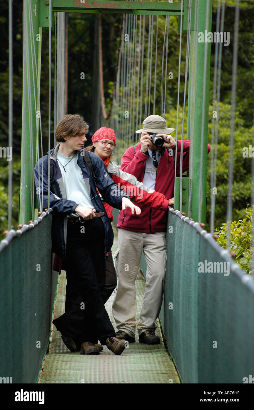 Tourists on a Walking Tour on Suspension Bridges in Monteverde Canopy