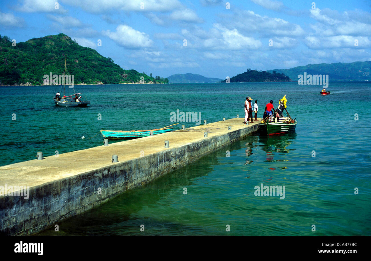 Jetty Baie Ste Anne Praslin Seychelles Stock Photo Alamy