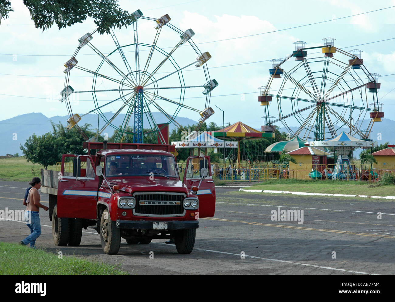 Amusement park close to the Malecon of Managua, Managua, Nicaragua, Central America Stock Photo