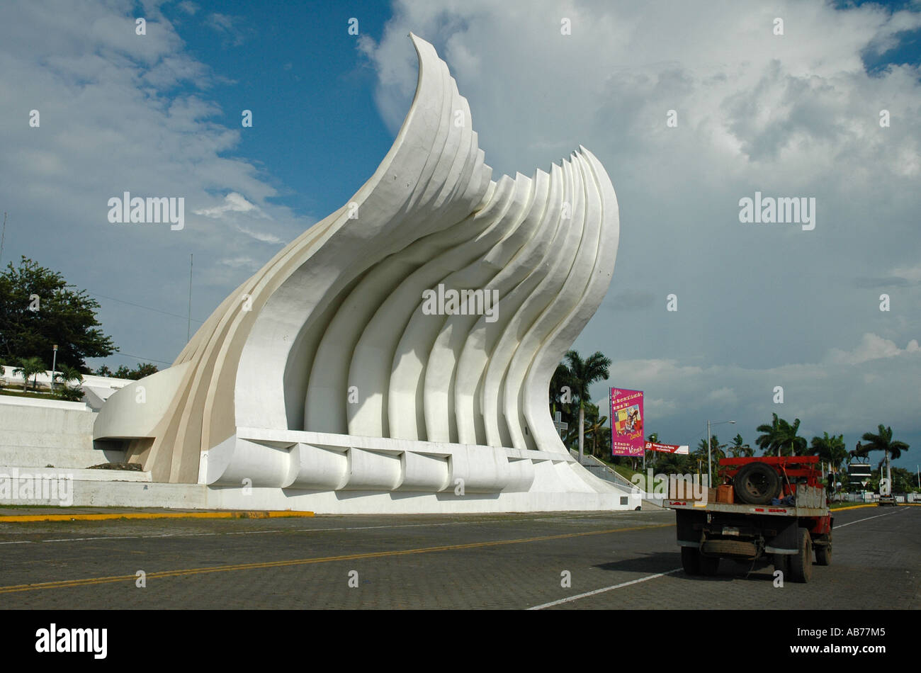 Malecon of Managua, John Paul II square,   close to the shore of Lake Xolotlan, Managua, Nicaragua, Central America Stock Photo