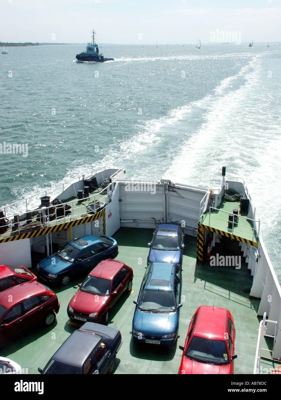 Southampton Water Red Funnel ferry cars parked on stern Stock Photo Alamy