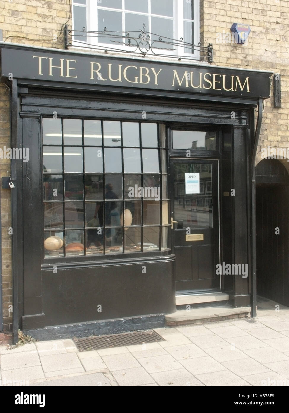 Rugby Warwickshire The Rugby Museum sporting memorabilia associated with the game that was founded at Rugby school Stock Photo