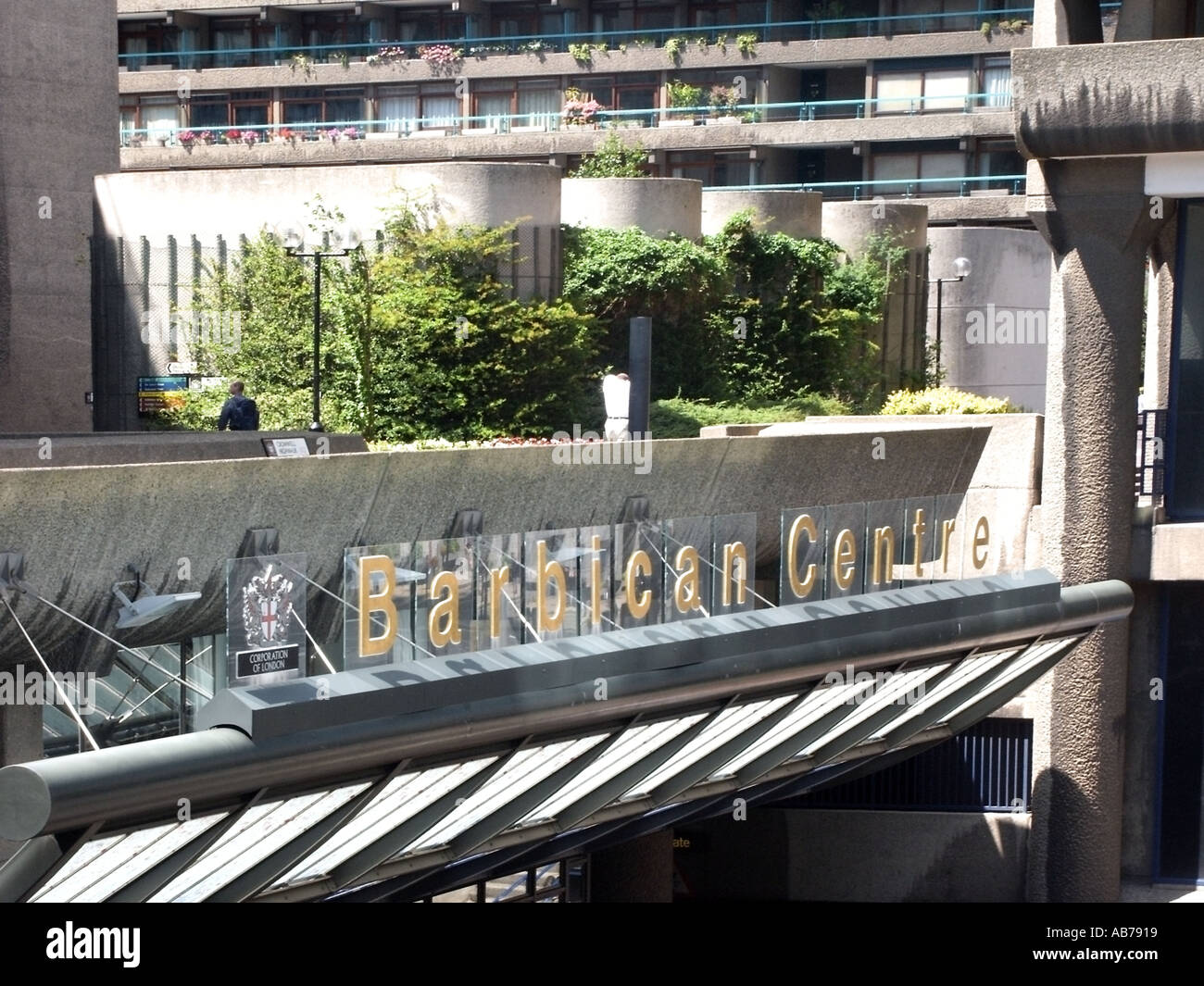The Barbican Centre entrance to arts complex incorporating a concert hall two theatres three cinemas a library art gallery Stock Photo