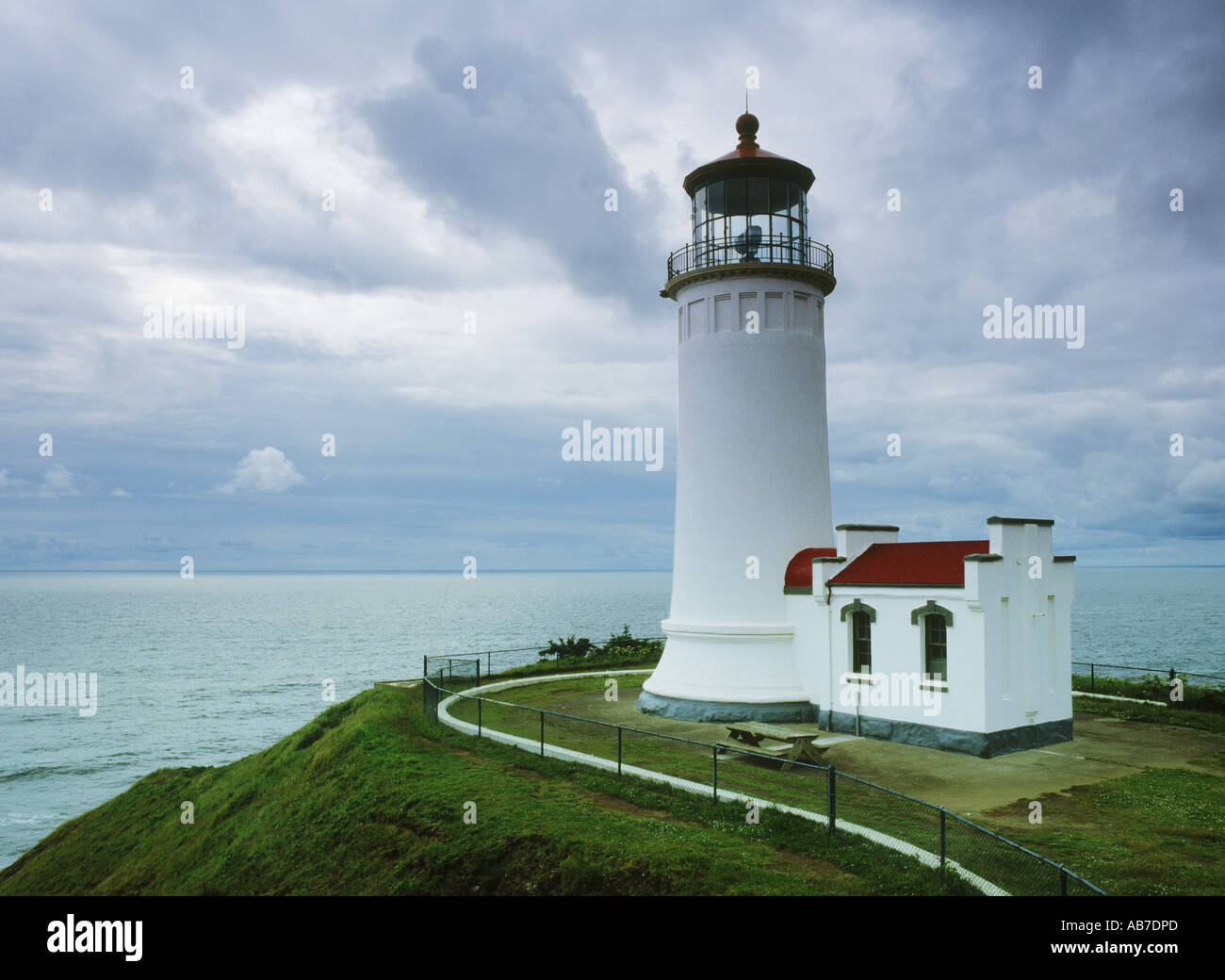 North Head Lighthouse at entrance to Columbia River on the Long Beach Peninsula in Washington Stock Photo