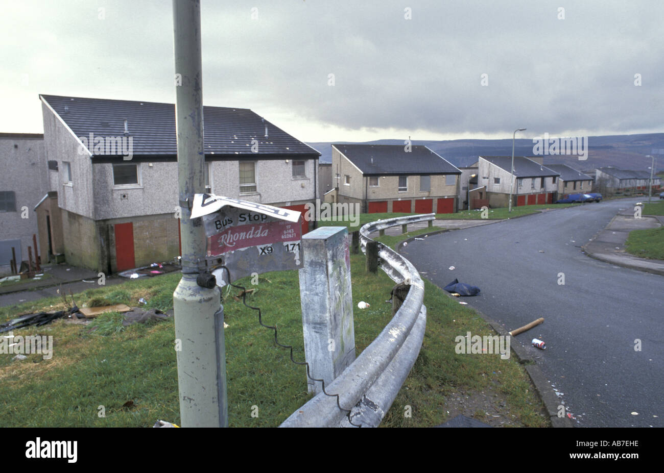 Derelict housing on the Penrhys Estate in the Rhondda Valleys south
