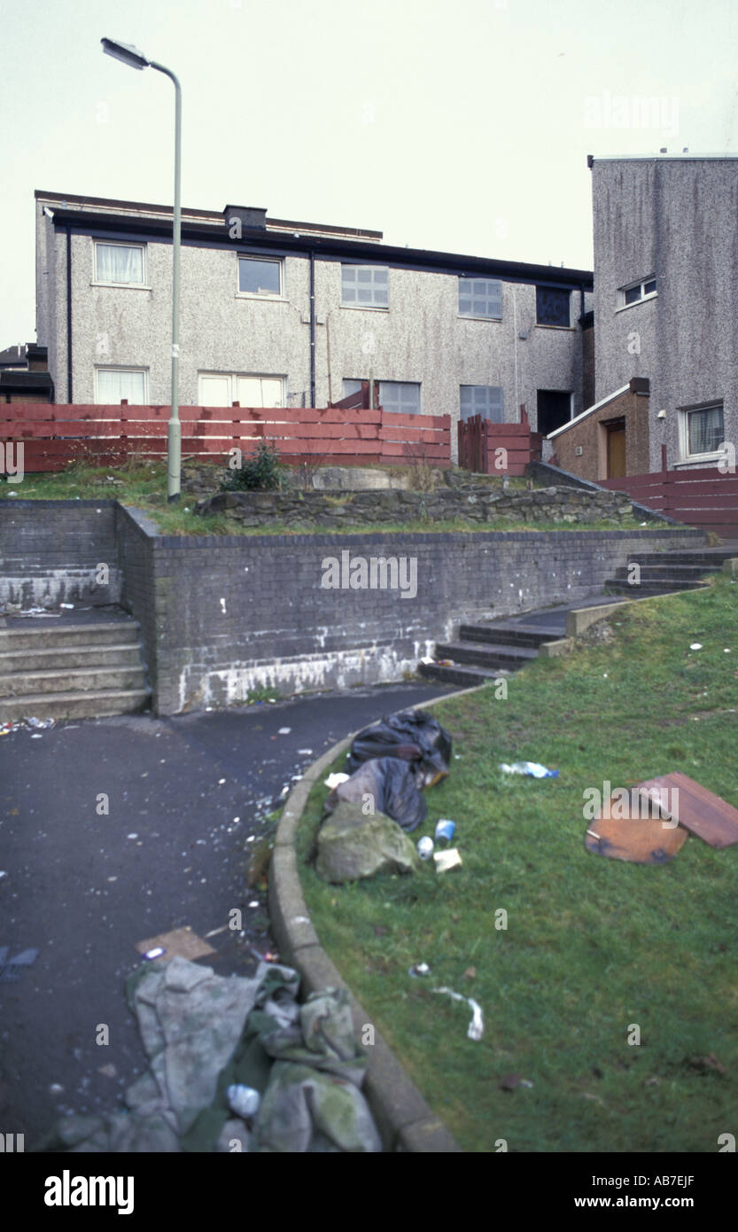Derelict housing on the Penrhys Estate in the Rhondda Valleys south