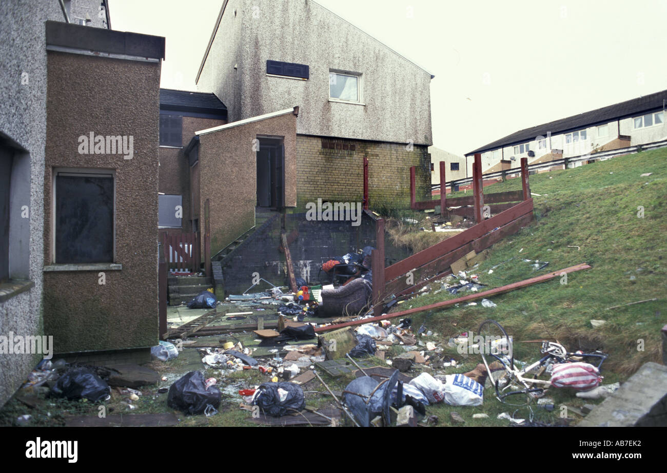 Derelict housing on the Penrhys Estate in the Rhondda Valleys south