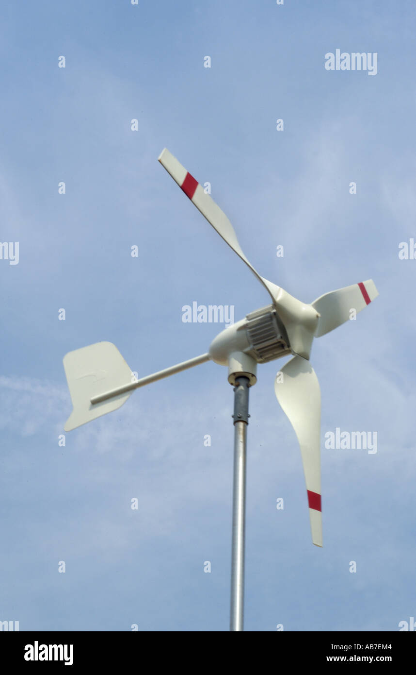 Micro Wind Turbine on roof of Powertech Ltd in Ferndown Dorset England