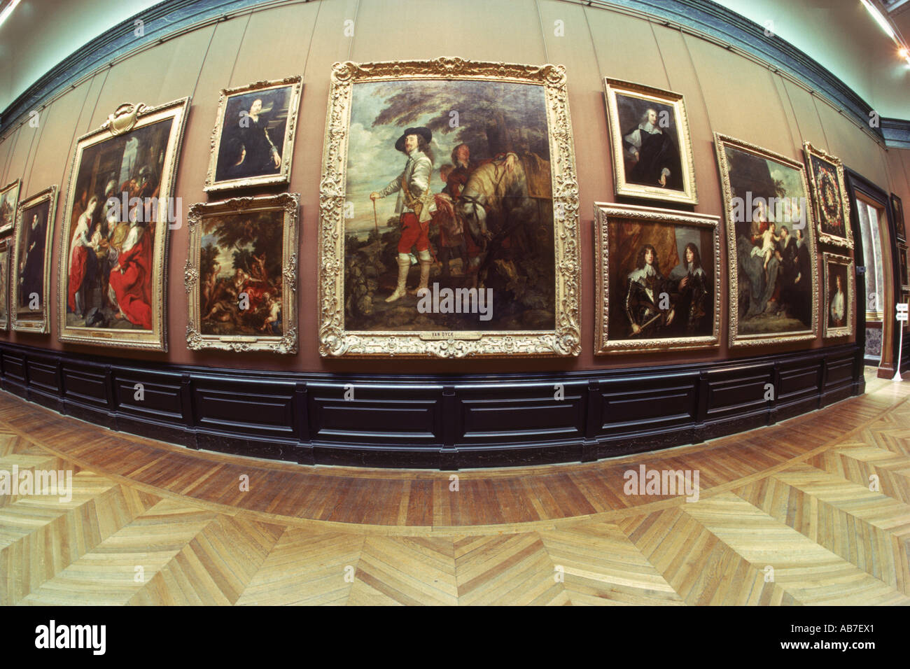 Gallaries of famous paintings at Louvre Museum in Paris Stock Photo