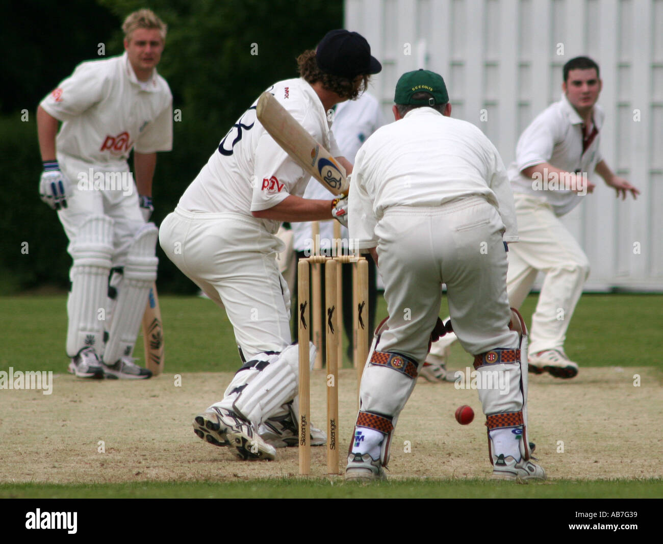 Sussex County Cricket team playing the Ditchling Village Team Ditchling Sussex Stock Photo