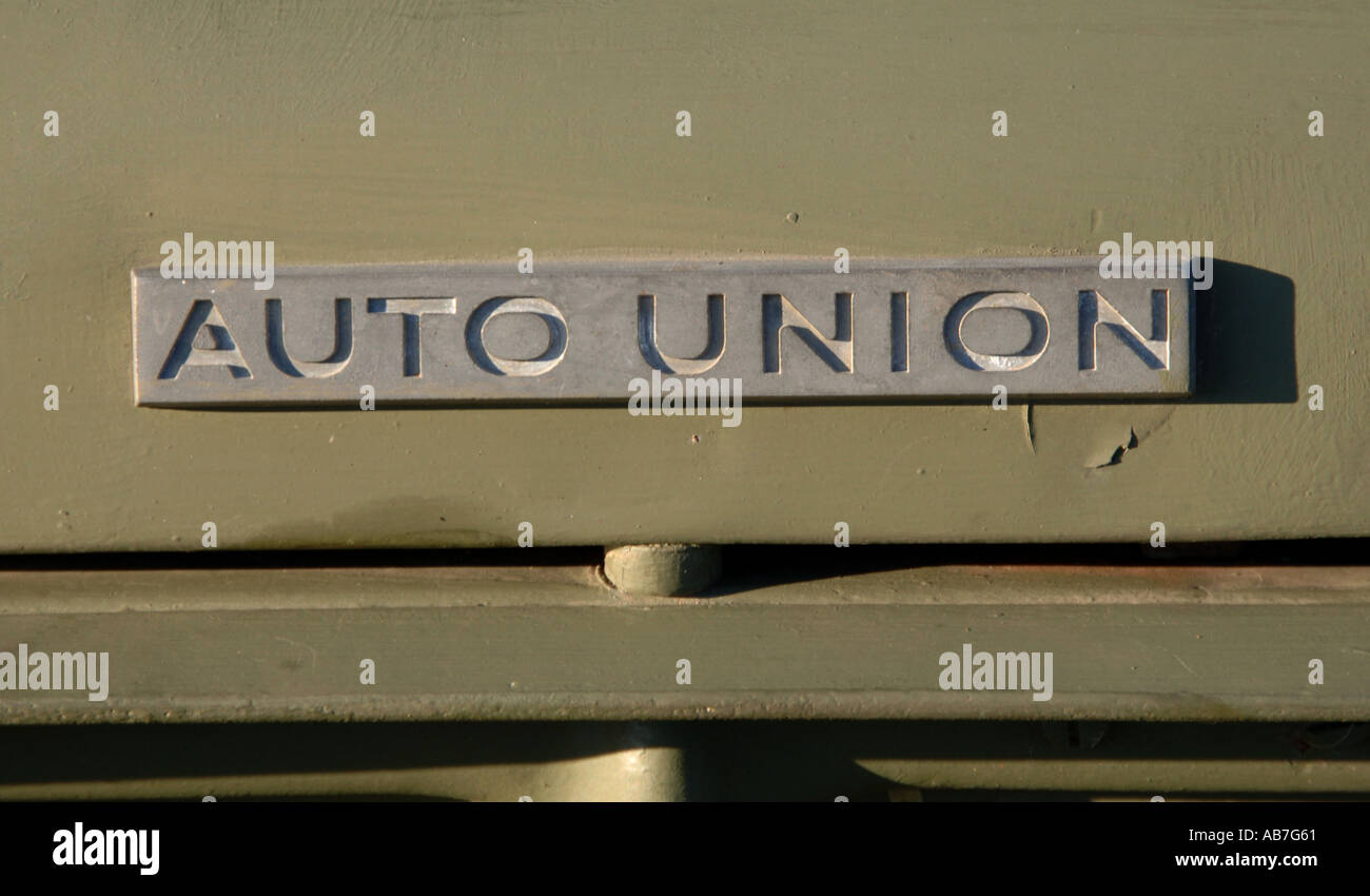 Auto Union badge on a DKW Munga German 3 cylinder 4x4 from the 1950 s and 60 s Stock Photo