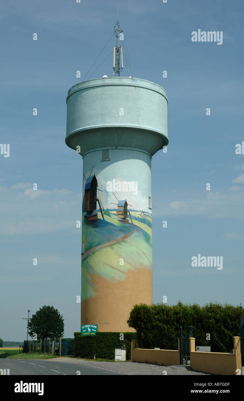 Painted water tower Northern France Stock Photo Alamy