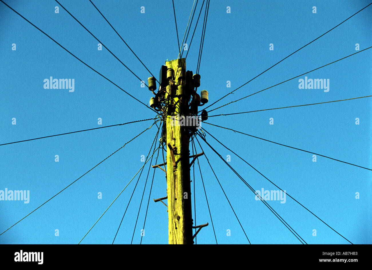 Telephone lines, Aldeburgh, Suffolk, UK. Stock Photo