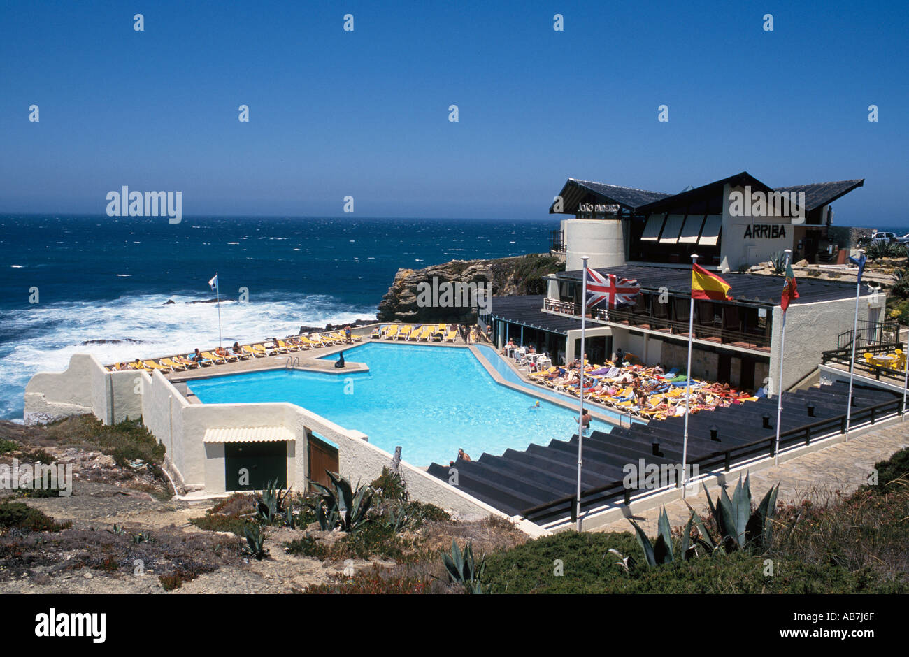 Fashionable restaurant at Guincho Beach Cascais Portugal Stock Photo