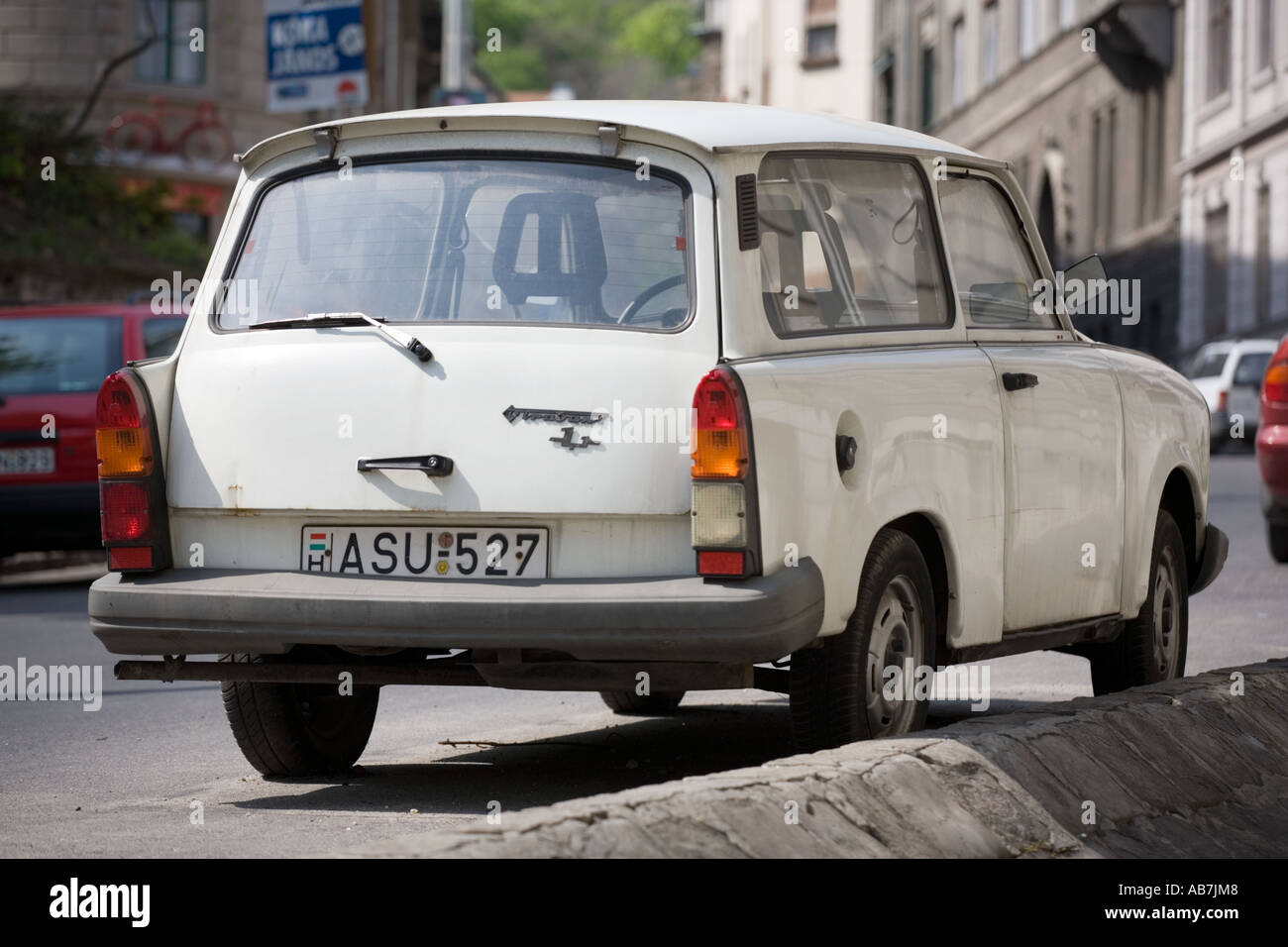 A Trabant parked at the side of the road in Budapest Hungary Stock Photo