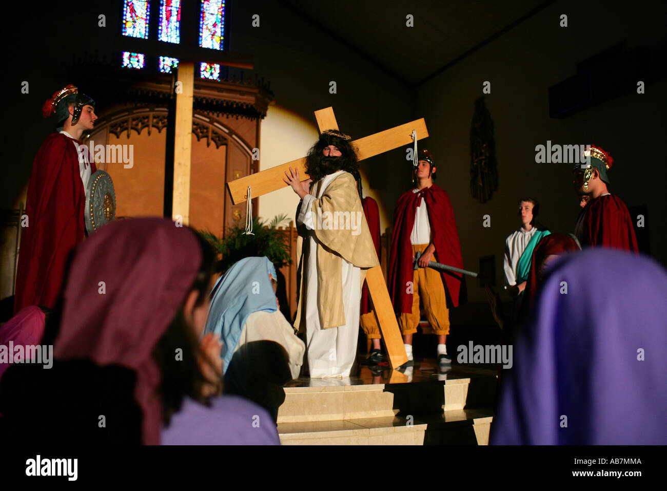 Stations of the cross Easter play Stock Photo