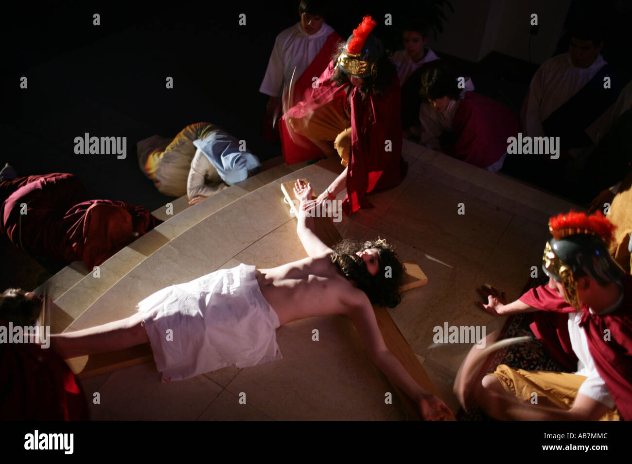 Stations of the cross Easter play Stock Photo