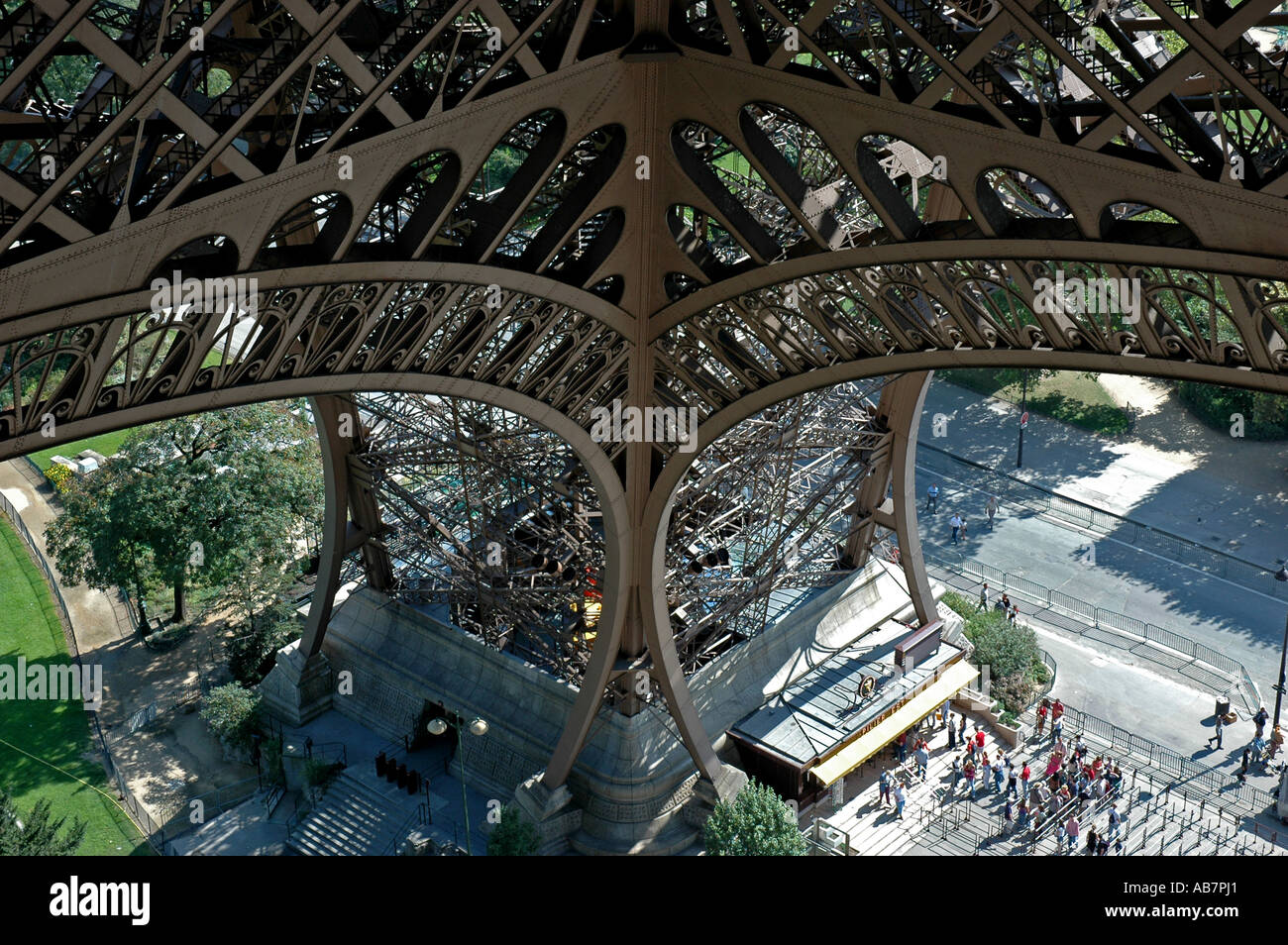 Inside the Eiffel tower Paris France Stock Photo Alamy