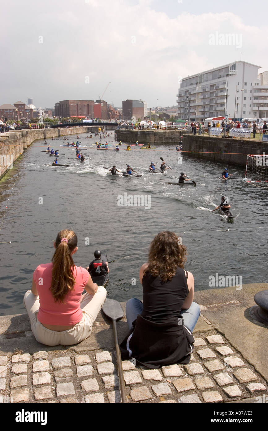 Merseyside Liverpool Mersey River Festival sport Canoe Polo tournament in Dukes Dock Stock Photo