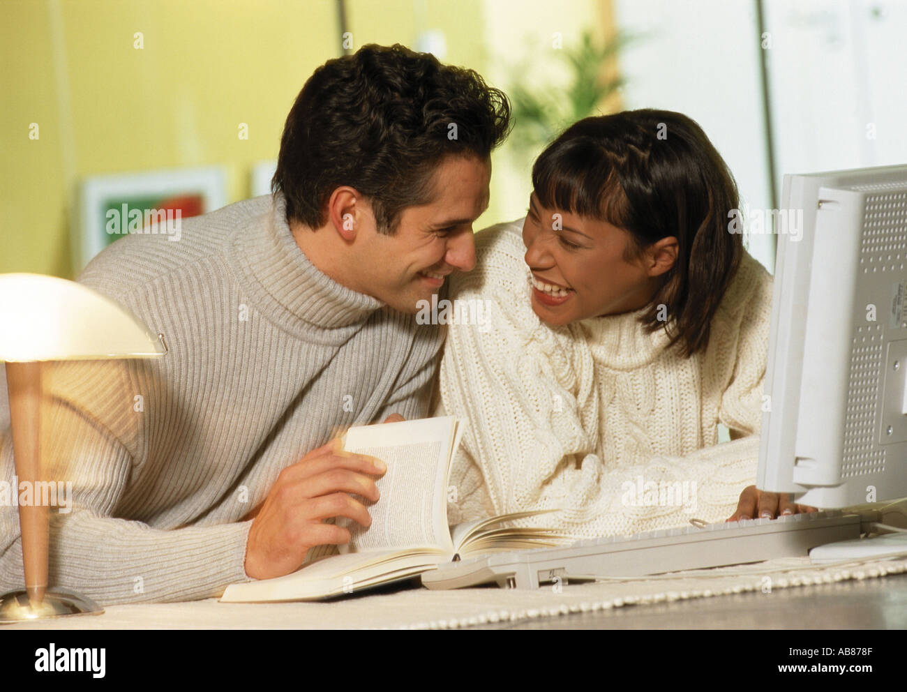 Couple working from home Stock Photo