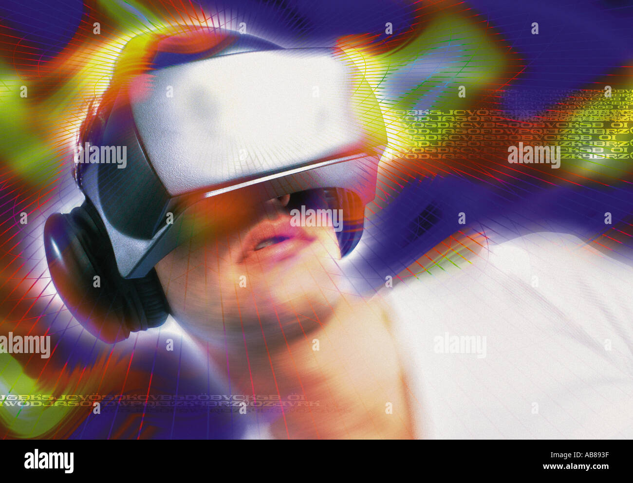 Man wearing a virtual reality headset Stock Photo - Alamy