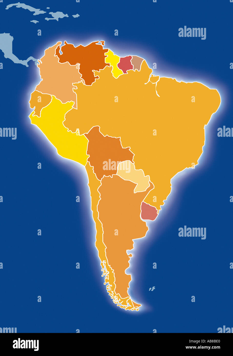 Map of South America Stock Photo
