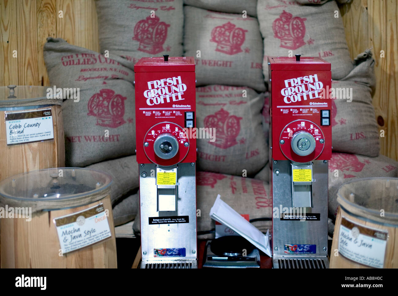 Coffee bean in bulk bags Stock Photo Alamy