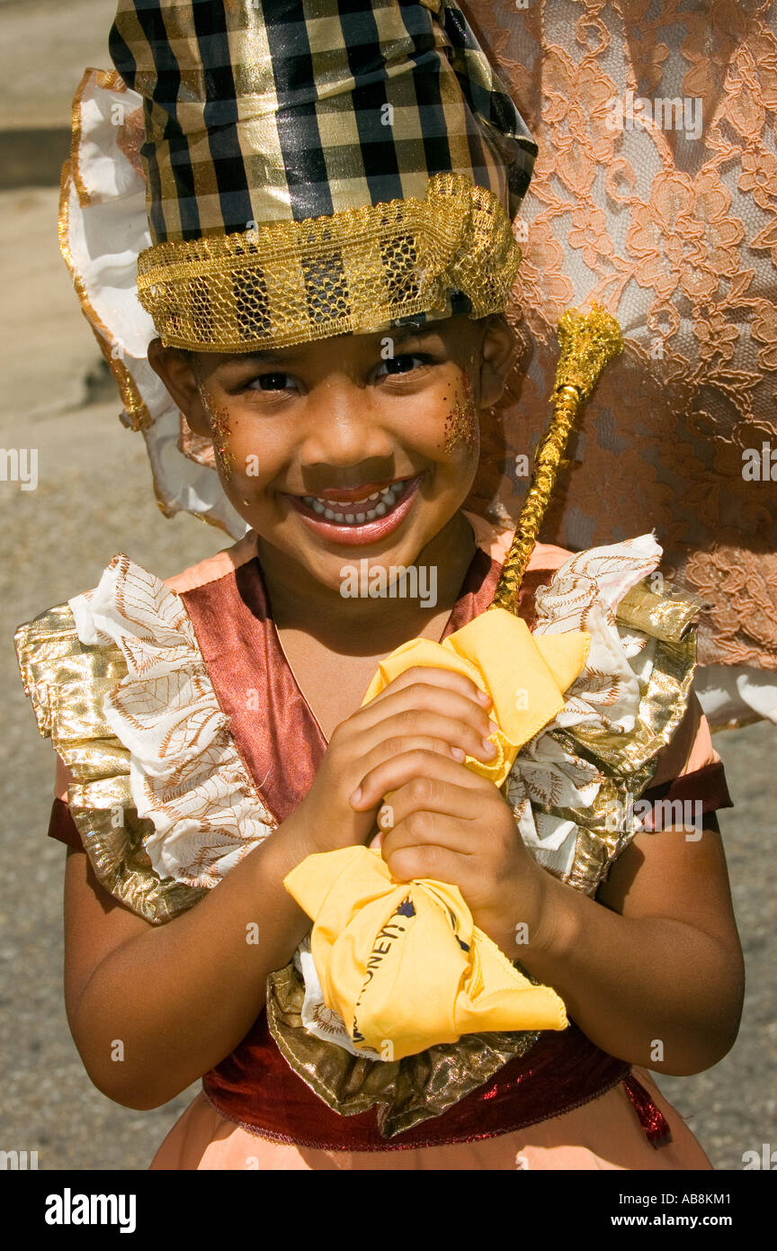 West Indies Trinidad Port of Spain Carnival 2006 Kids dressed in colorful costumes Kiddies carnival parade Stock Photo
