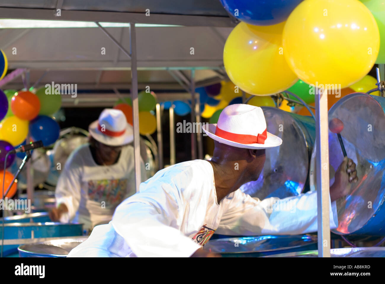 West Indies Trinidad Carnival Port of Spain Dimanche Gras Celebration Steel Pan Band Competion main stage Stock Photo