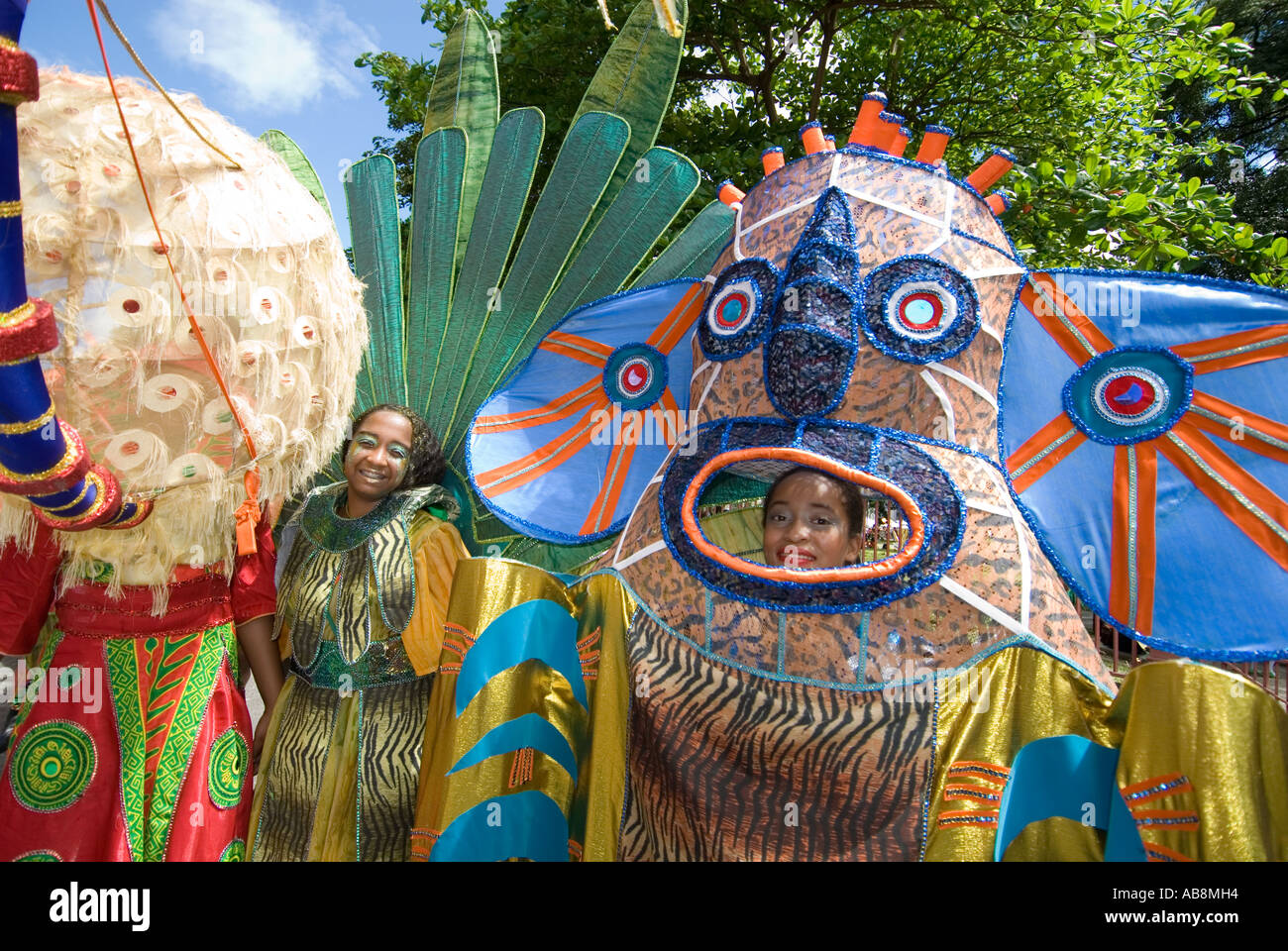 West Indies Port of Spain Trinidad Carnival Children in colorful costumes parading in the Kids Parade Stock Photo