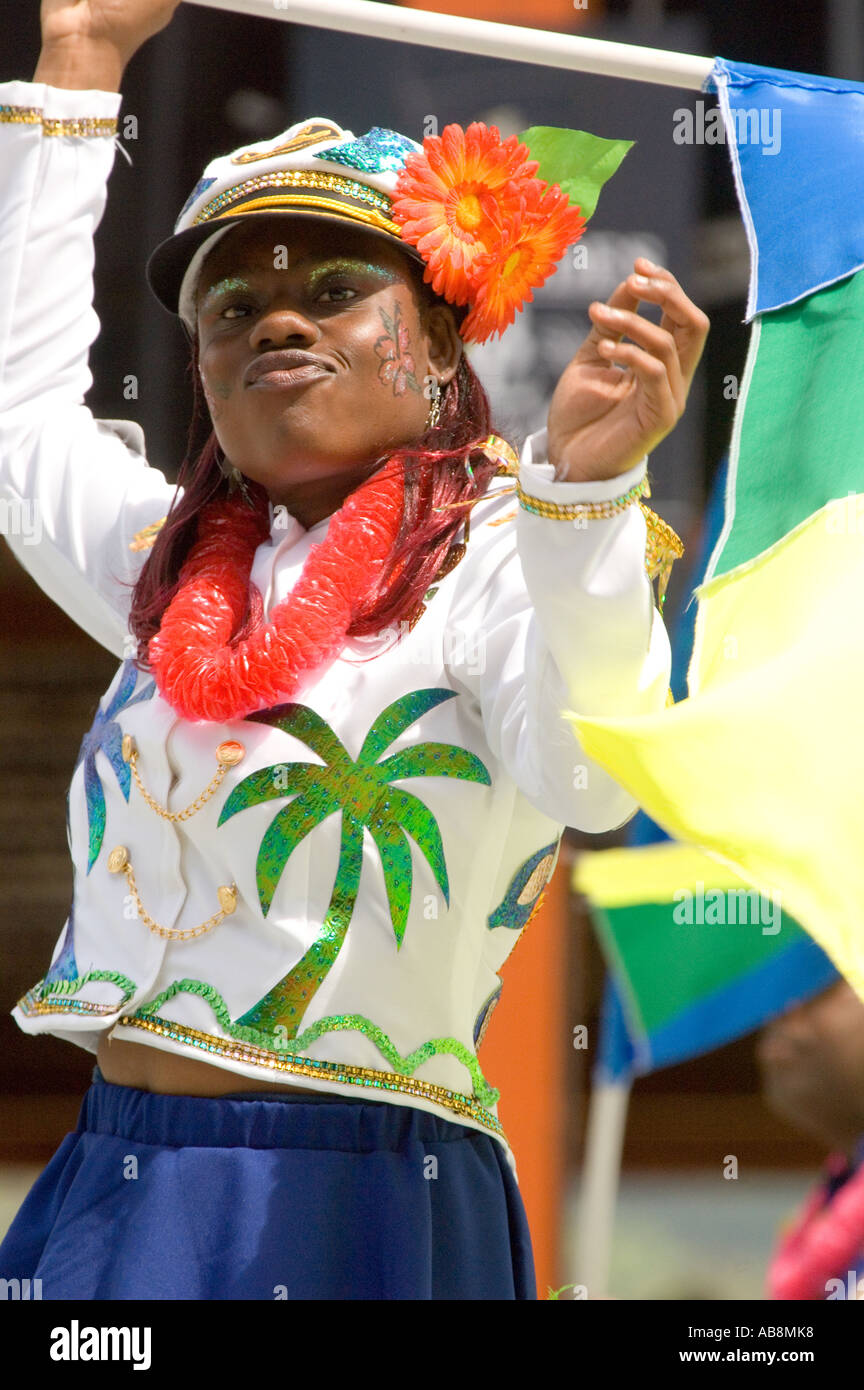 WEST INDIES TRINIDAD TOBAGO Port of Spain Carnival 2006 A woman enjoying The Parade of Bands on main stage. Stock Photo