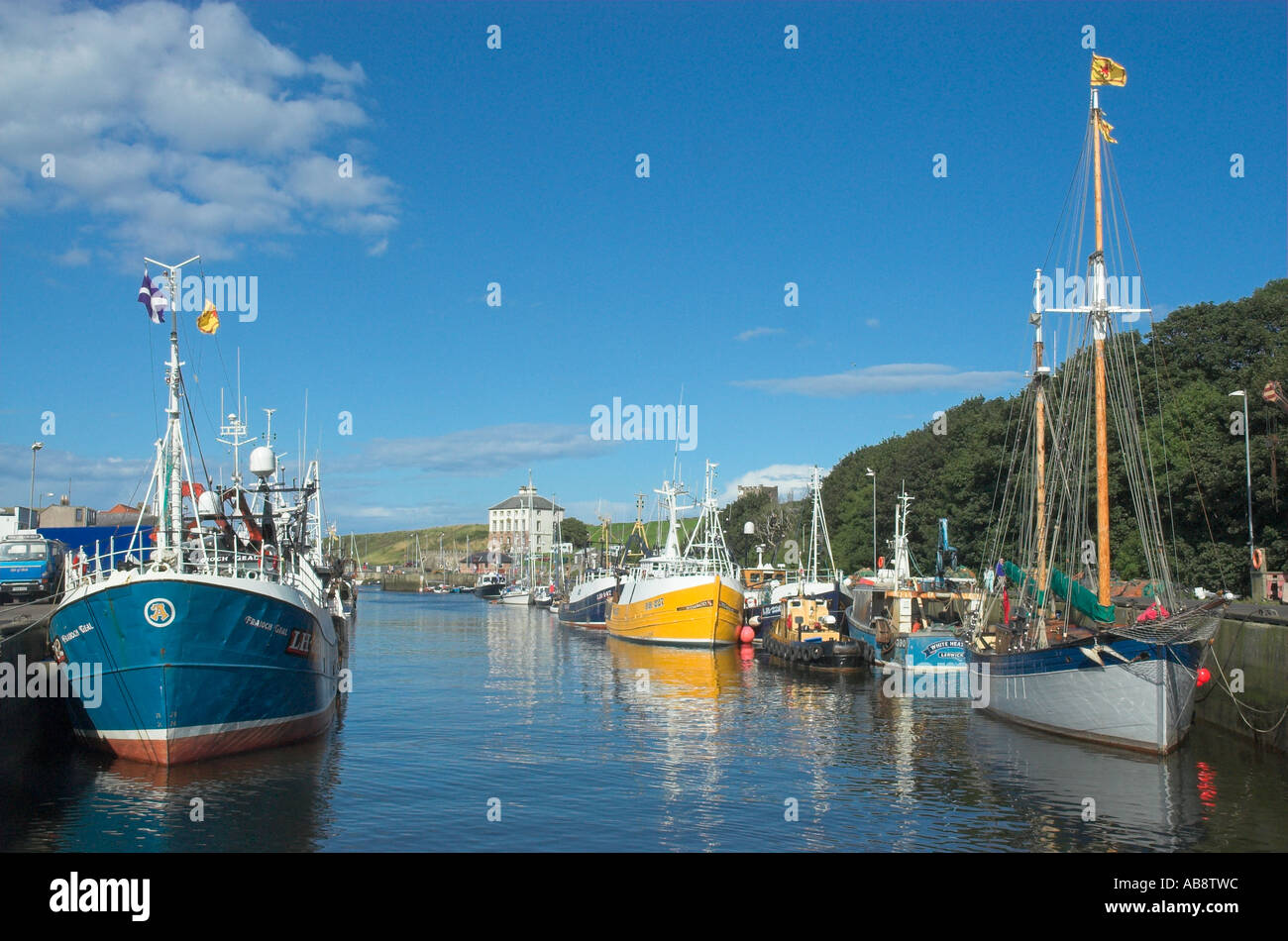 Eyemouth Harbour with fishing boats Scottish Borders Stock Photo Alamy