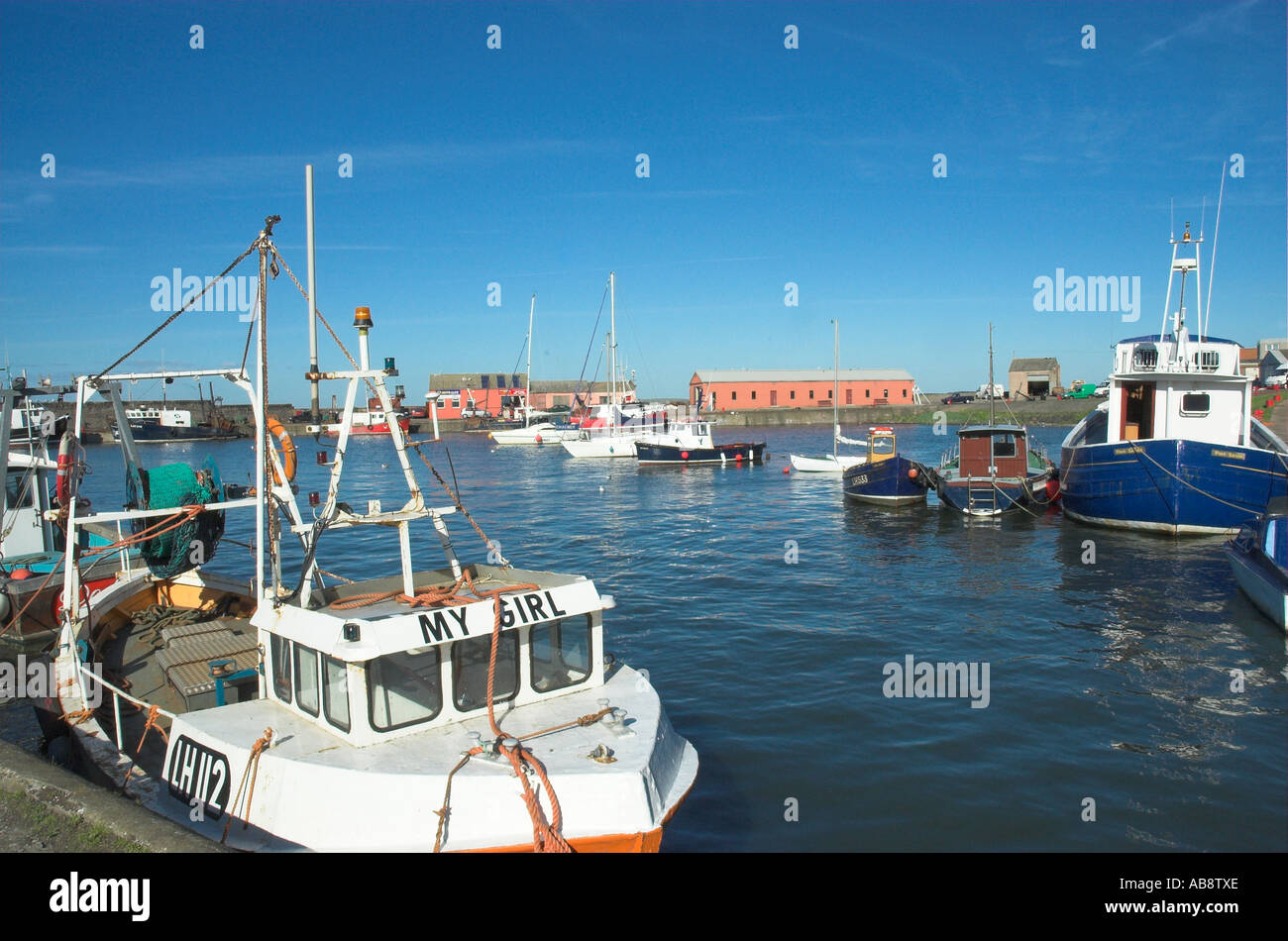 Port Seton Harbour & fishing boats East Lothian Scotland Stock Photo