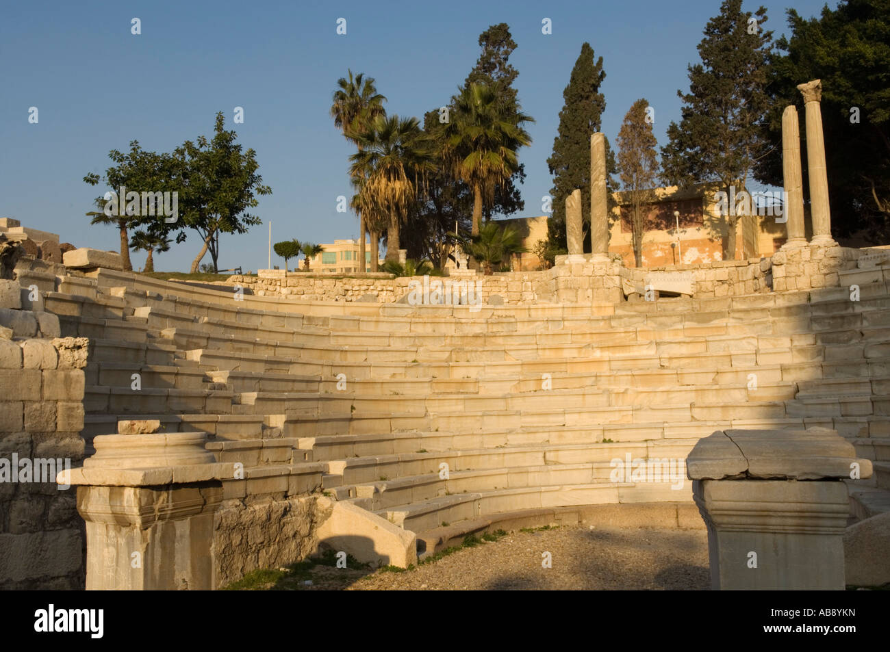 The Roman amphitheatre at Kom al Dikka from the 4th century AD, Alexandria, Egypt Stock Photo