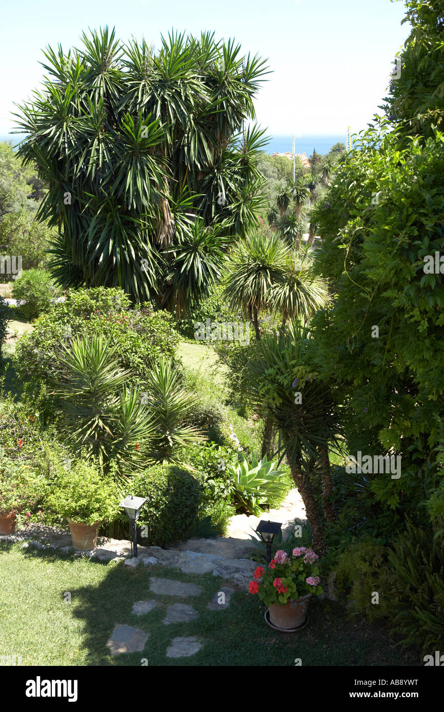View of garden, Marbella, Spain. Stock Photo