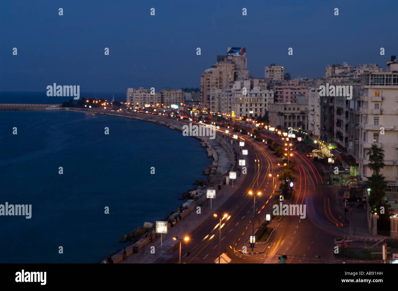 the Corniche at the mediterranean coast, Alexandria, Egypt Stock Photo