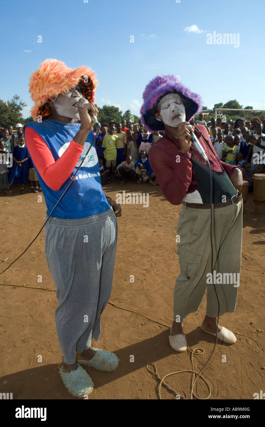 Actor performing in a HIV/AIDS awareness campaign in Moshi, Tanzania Stock Photo