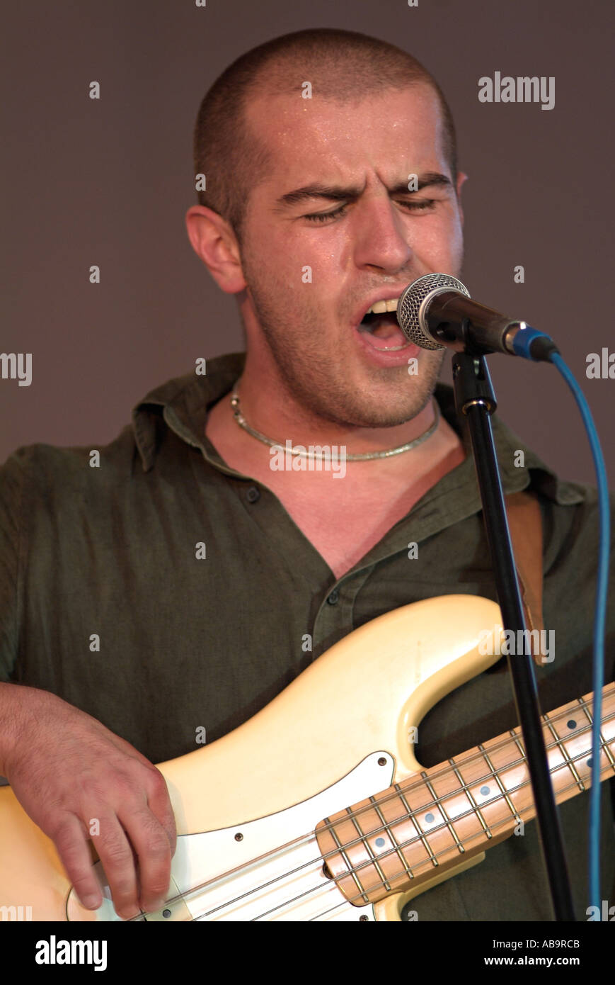 Bass Guitarist from a Rock Band Stock Photo Alamy