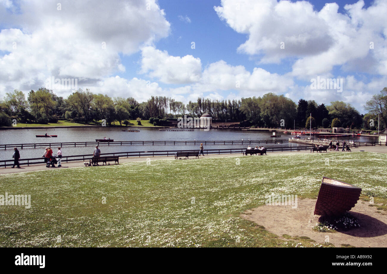 The boating lake at Stanley Park in Blackpool Stock Photo