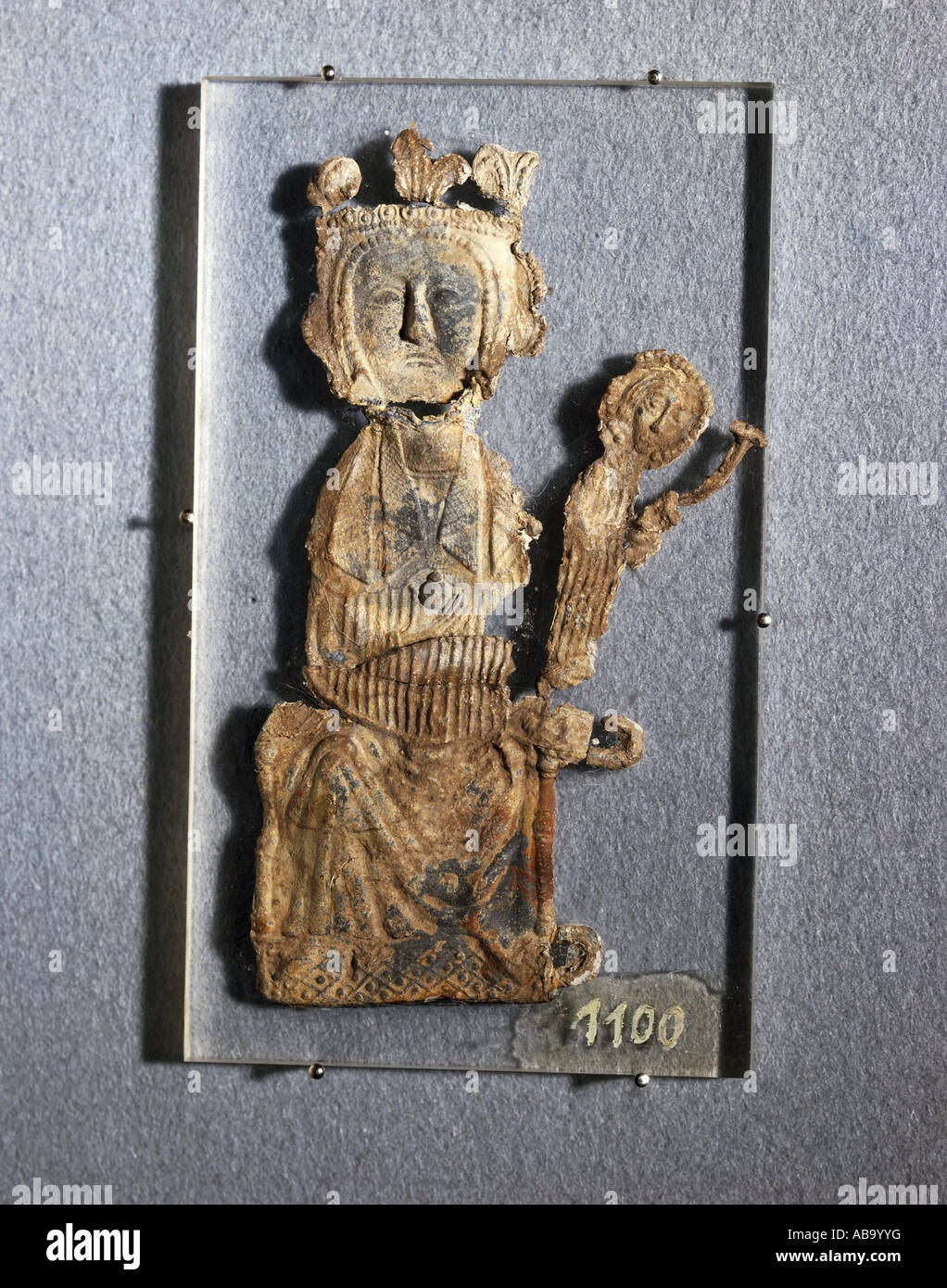 religion, christianity, pilgramage, pilgrimS s badge, Madonna with Child, solder, France, 13th century, private collection, pilgrim, pilgrims, French, Virgin Mary, Jesus Christ, middle ages, gothic, historic, historical, medieval, Stock Photo