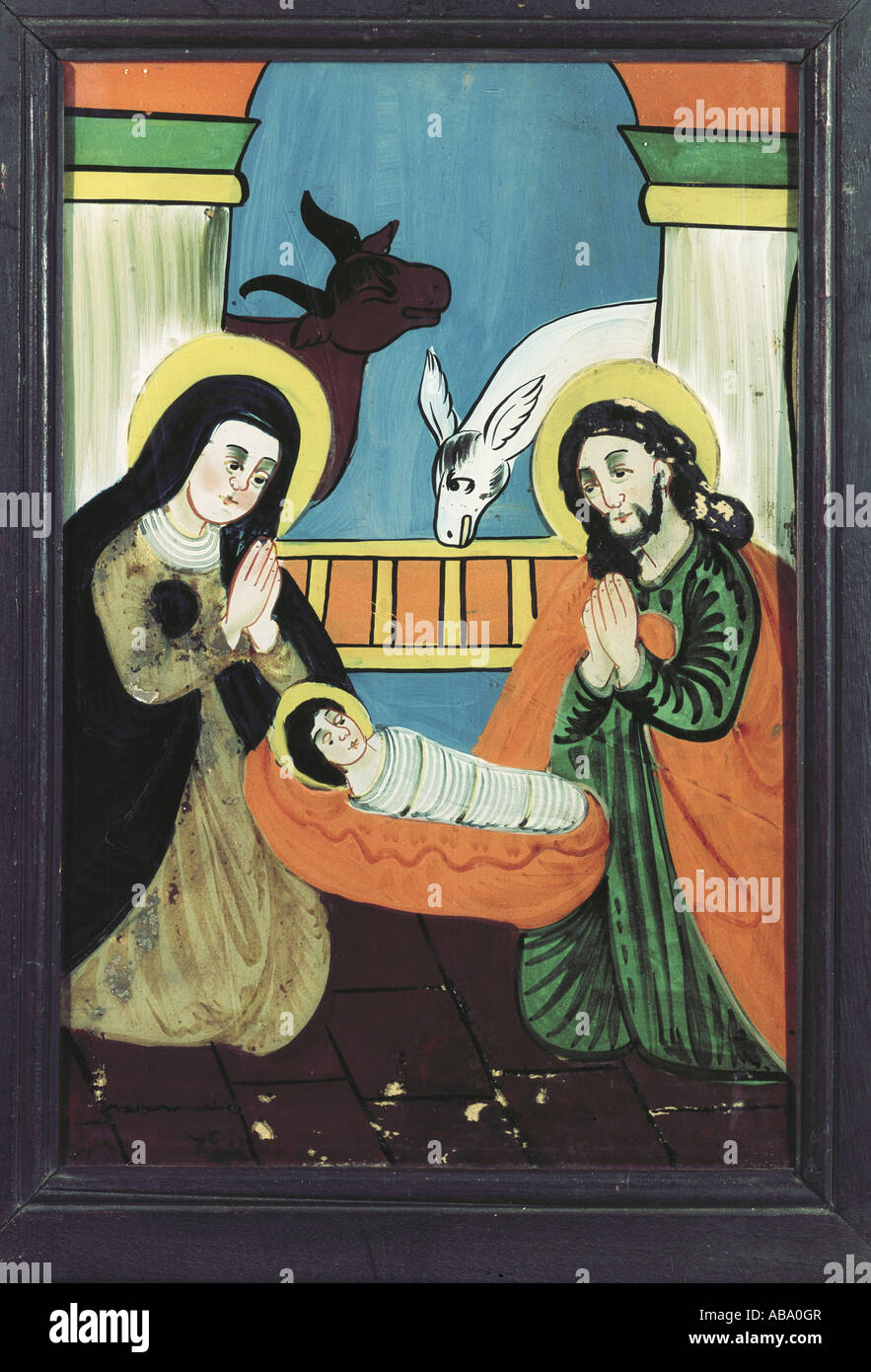 fine arts, religious art, Jesus Christ, nativity scene, glass painting