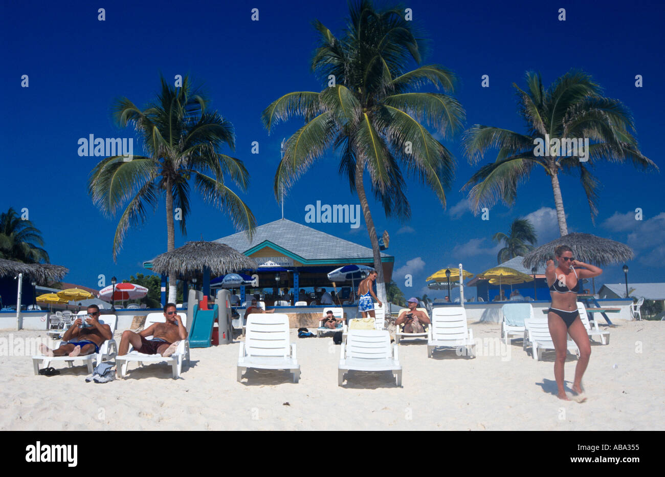 Royal Palms beach bar Seven Mile Beach Grand Cayman Caymans Islands BWI Stock Photo